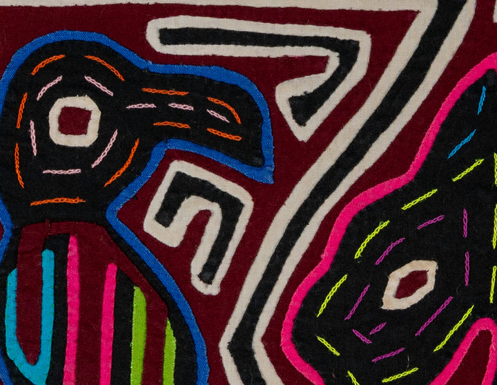 Black White And Maroon Bird And Horse Mola