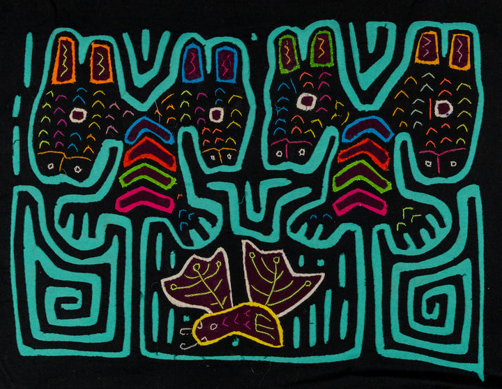 Black And Turquoise Fantasy Puppy Dog Mola