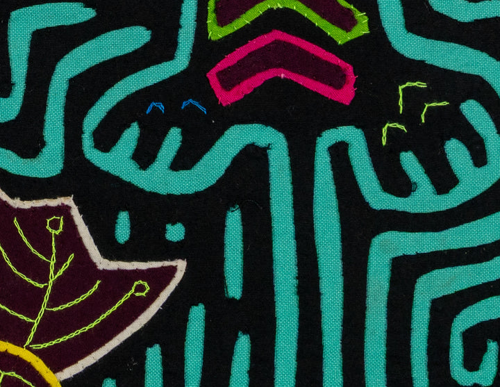 Black And Turquoise Fantasy Puppy Dog Mola