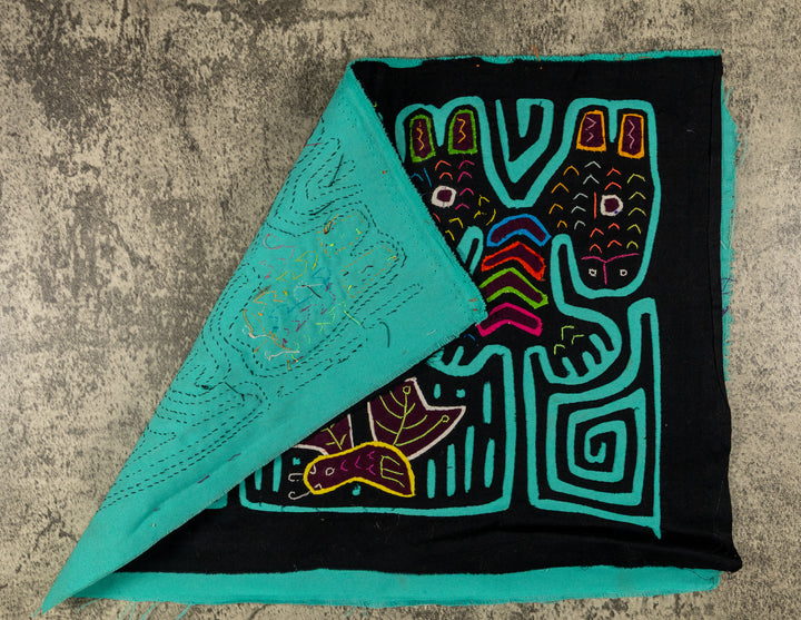 Black And Turquoise Fantasy Puppy Dog Mola