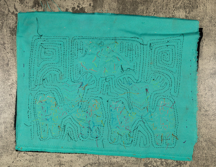 Black And Turquoise Fantasy Puppy Dog Mola