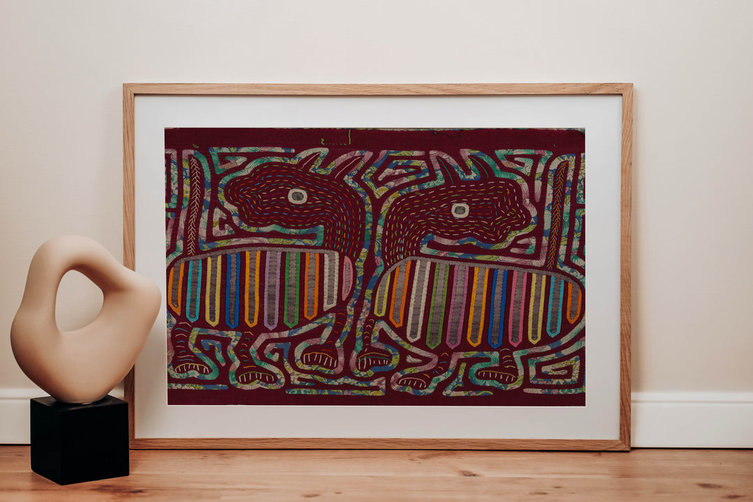 Vintage Fantasy Critters in The Rainforest Mola