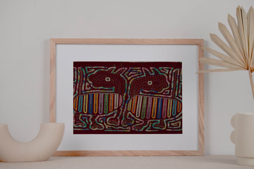 Vintage Fantasy Critters in The Rainforest Mola
