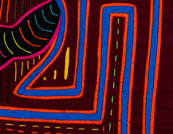 Burgundy Blue And Orange Optical Illusion Mola