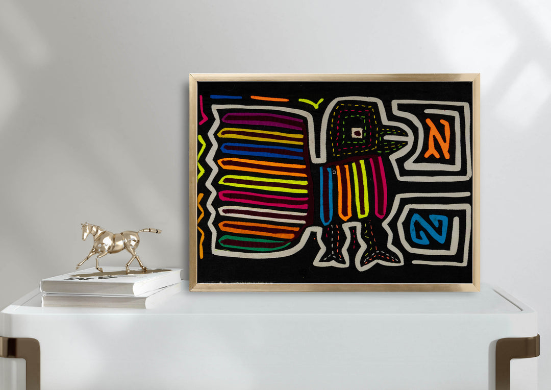Black And White Winged Warrior Mola