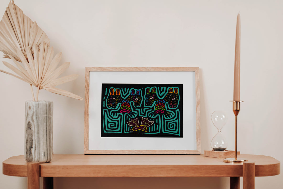 Black And Turquoise Fantasy Puppy Dog Mola