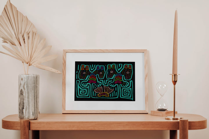 Black And Turquoise Fantasy Puppy Dog Mola