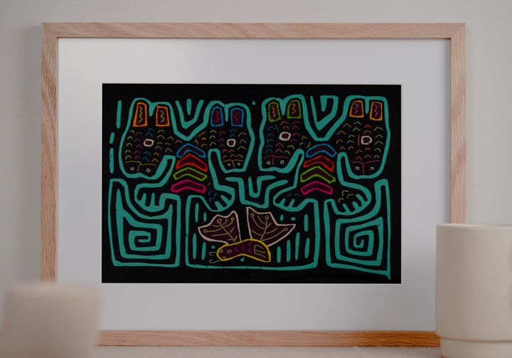 Black And Turquoise Fantasy Puppy Dog Mola