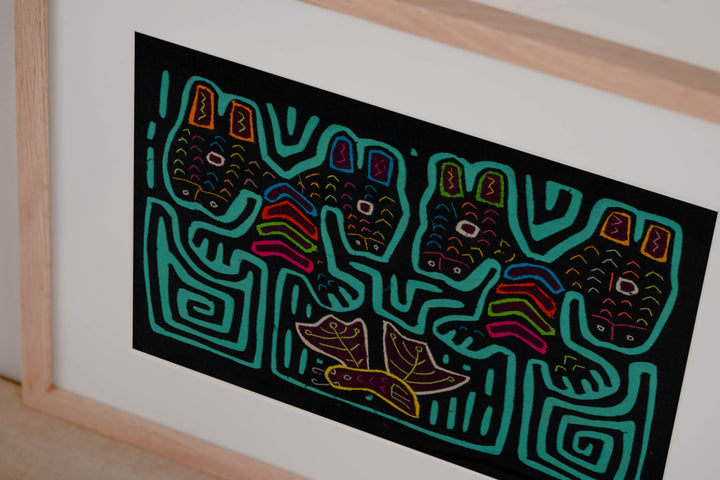 Black And Turquoise Fantasy Puppy Dog Mola