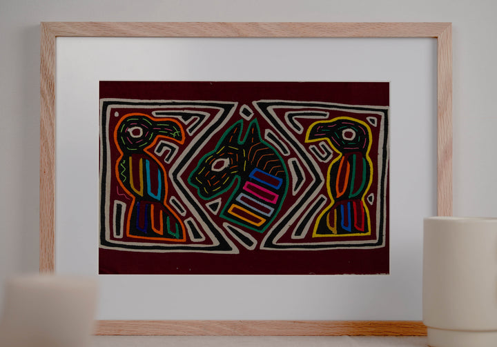 Black White And Maroon Bird And Horse Mola