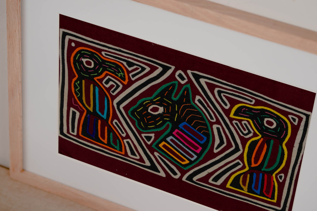 Black White And Maroon Bird And Horse Mola