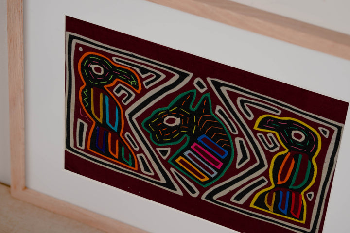 Black White And Maroon Bird And Horse Mola