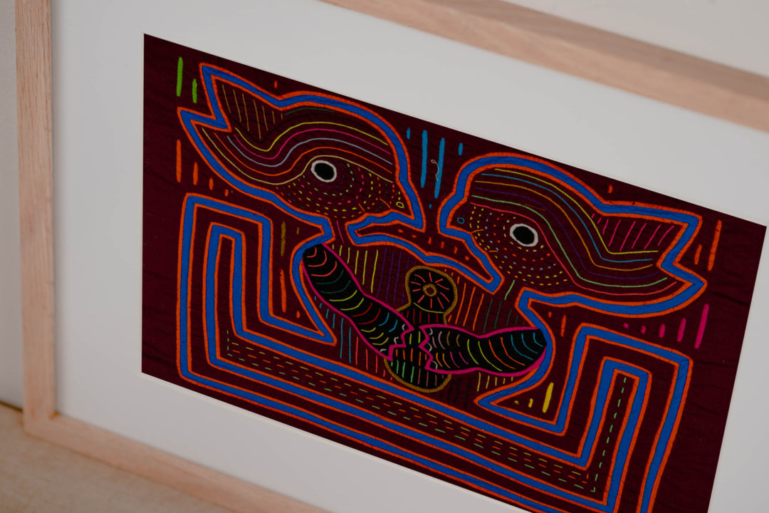 Burgundy Blue And Orange Optical Illusion Mola