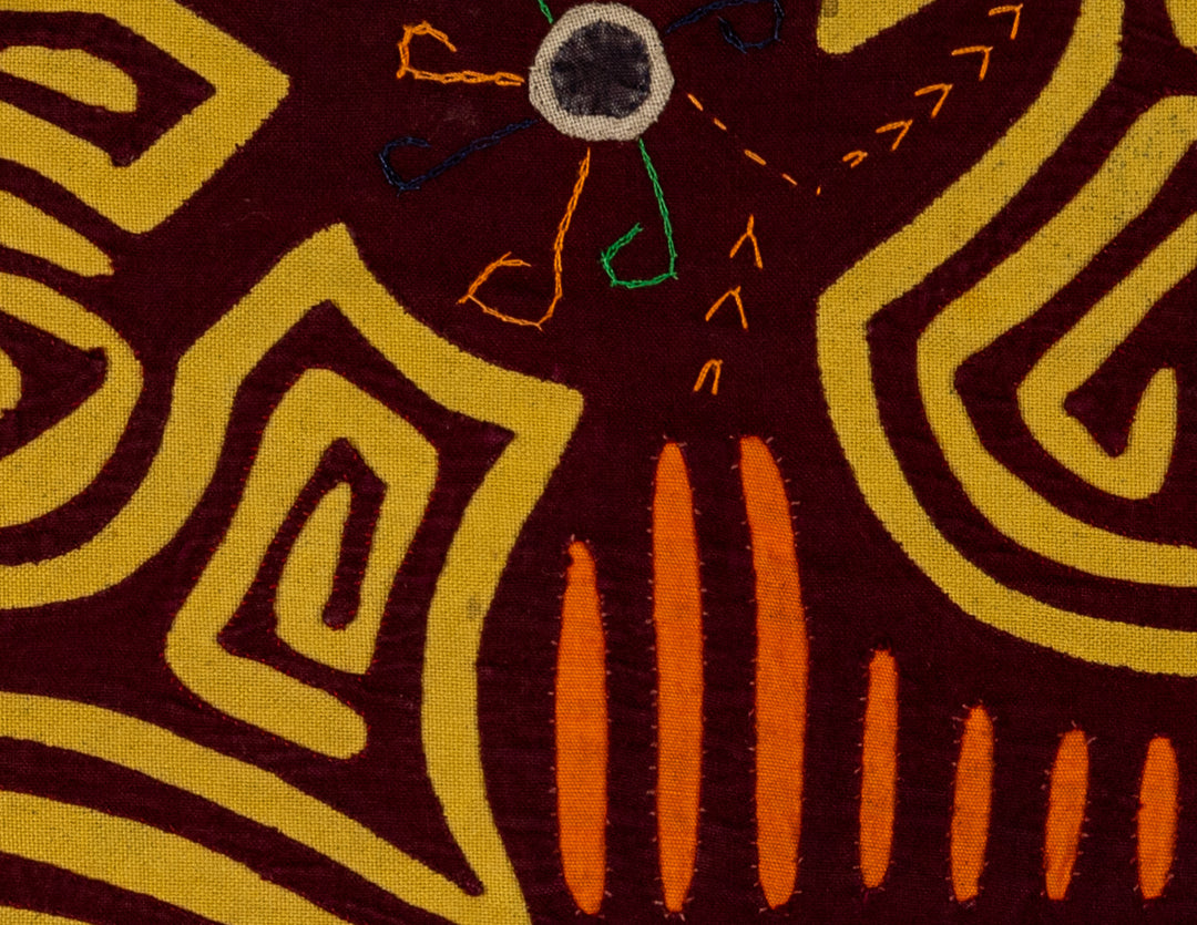 Maroon And Gold Critter Optical Illusion Mola