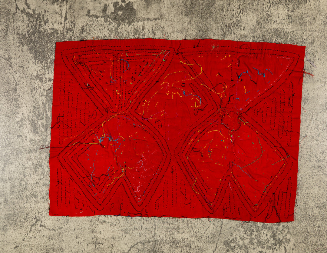 Black And Red Floral Flower Mola