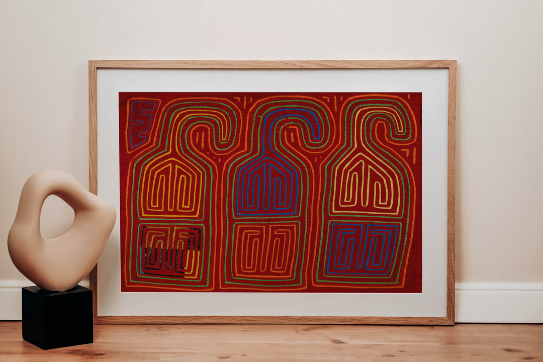 Vintage Large Red Classic Design Mola