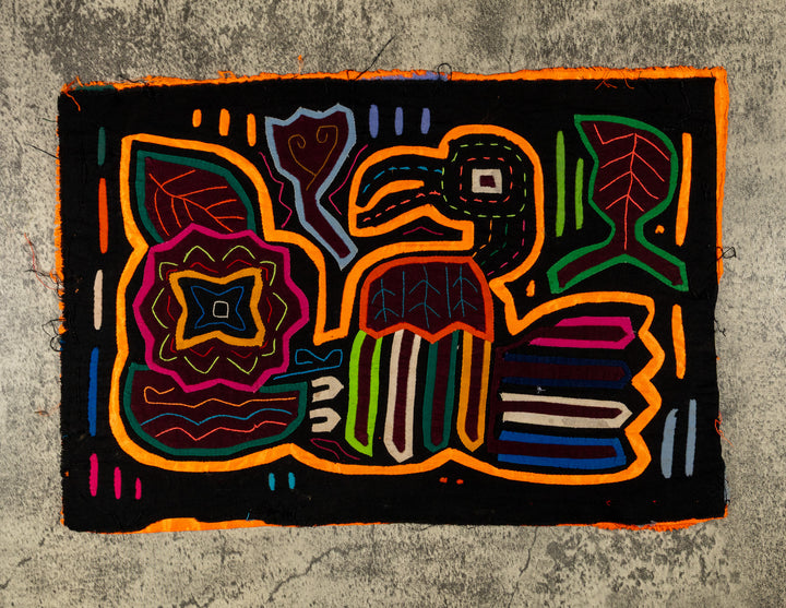 Neon Orange And Black Toucan Bird Mola