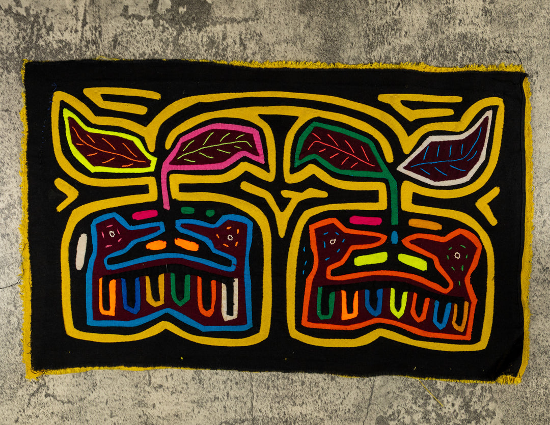 Black And Yellow Apple With Worm Mola