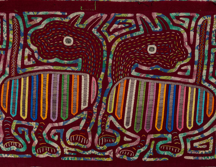 Vintage Fantasy Critters in The Rainforest Mola