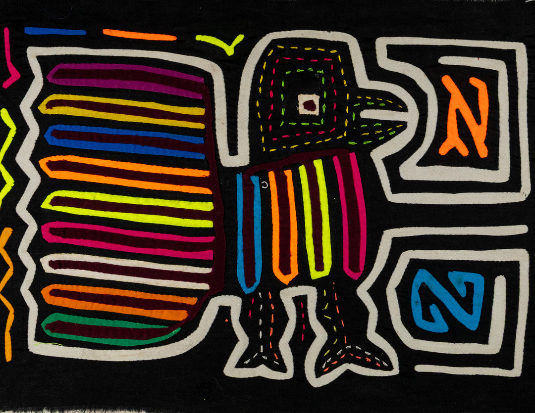 Black And White Winged Warrior Mola