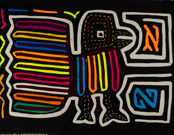 Black And White Winged Warrior Mola