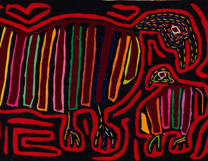 Black And Red Mother And Child Mola