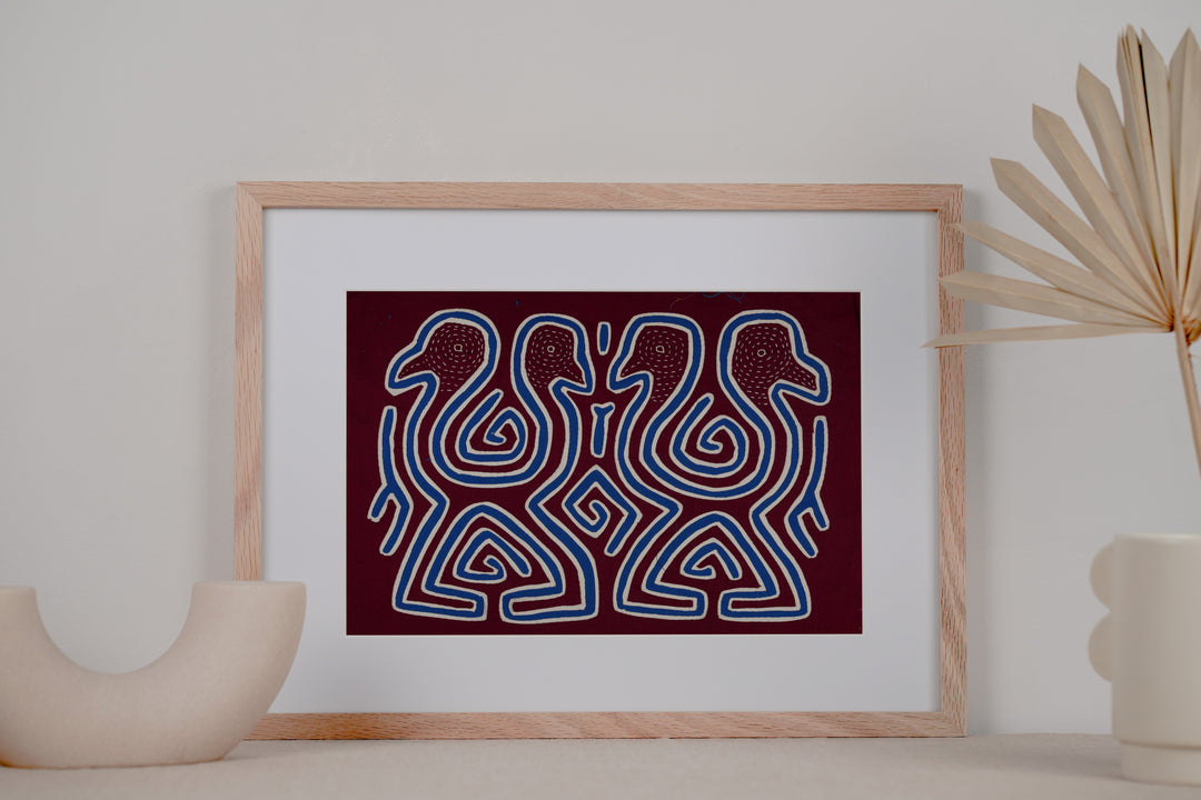 Burgundy Blue And White Dancing Emus Mola