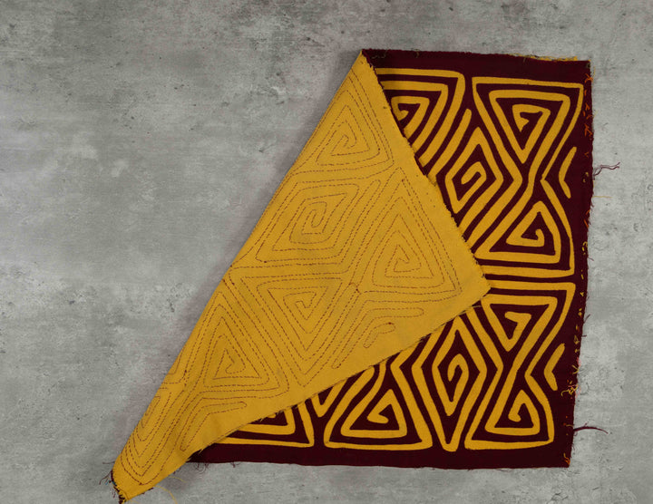 Maroon And Gold Classic Kuna Design Mola