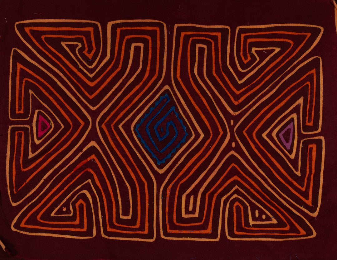 Burgundy Orange And Blue Optical Illusion Mola