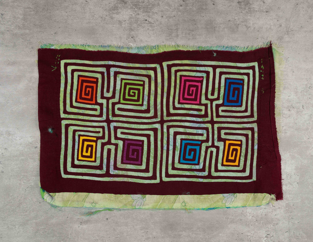 Burgundy And Green Greek Key Mola