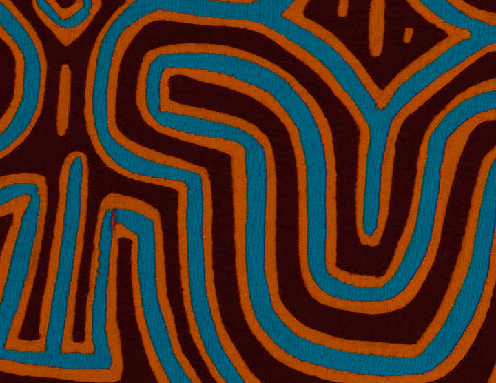 Burgundy Turquoise And Orange Classic Design Kuna Mola