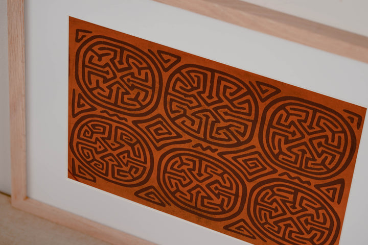 Vintage Orange And Brown Classic Kuna Design Mola