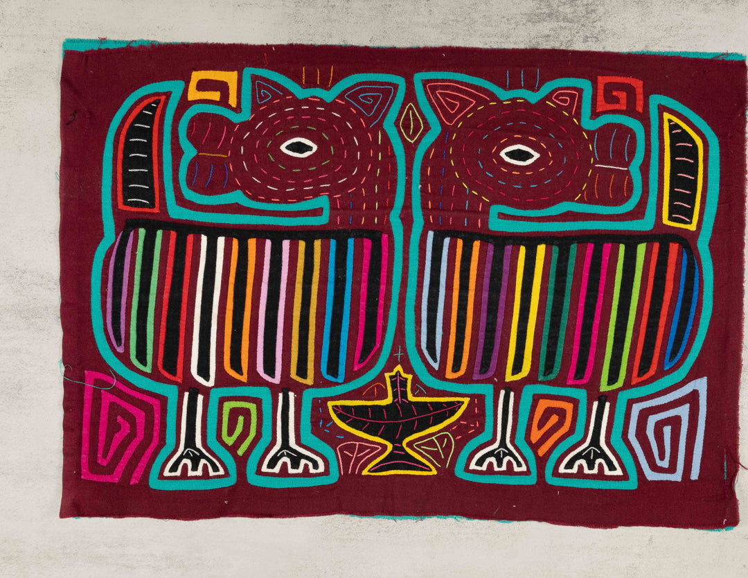 Maroon And Turquoise Tale of Two Tails Dog Mola