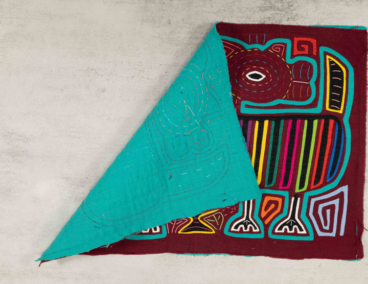 Maroon And Turquoise Tale of Two Tails Dog Mola