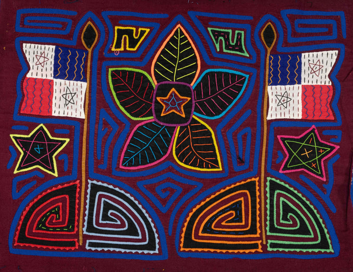 Maroon And Blue Patriotic Panama Flag Mola