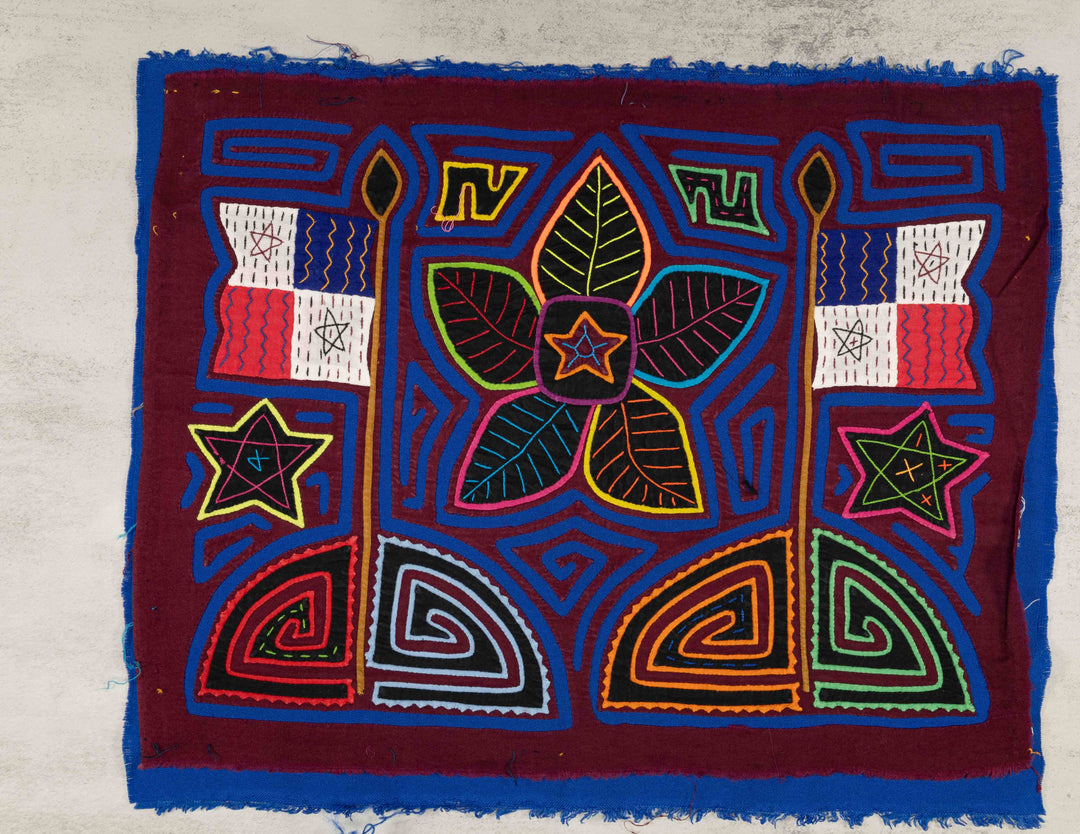 Maroon And Blue Patriotic Panama Flag Mola