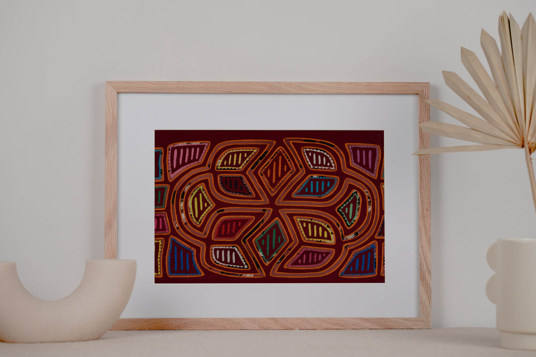 Maroon And Orange Traditional Artful Design Mola