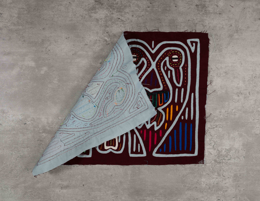 Burgundy And Light Blue Optical Illusion Mola