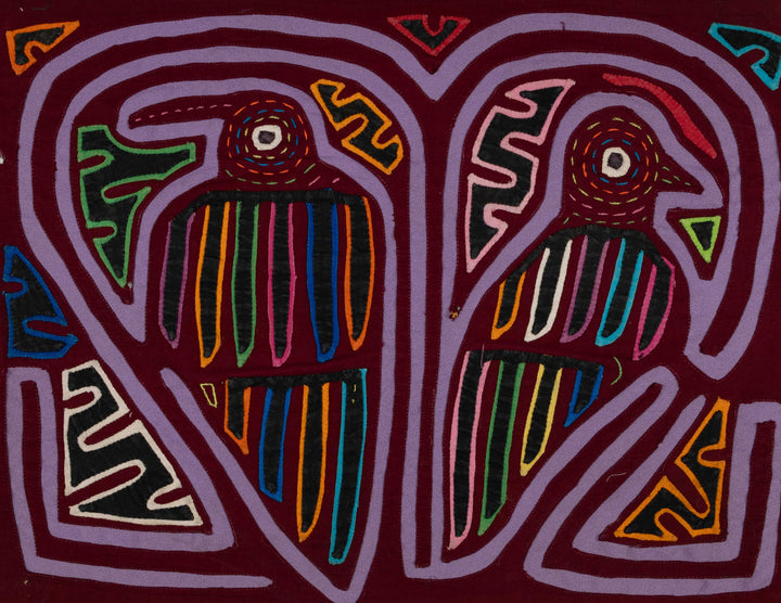 Burgundy And Purple Lovebird Heart Mola