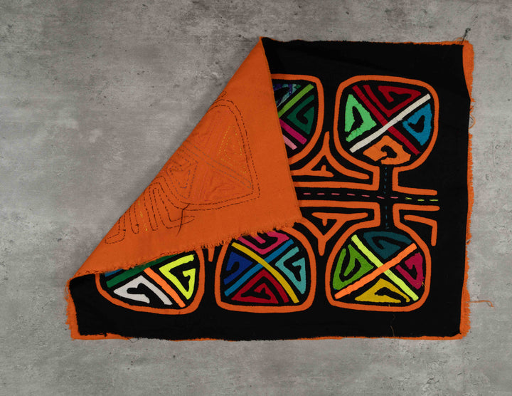 Orange And Black Classic Design Kuna Mola