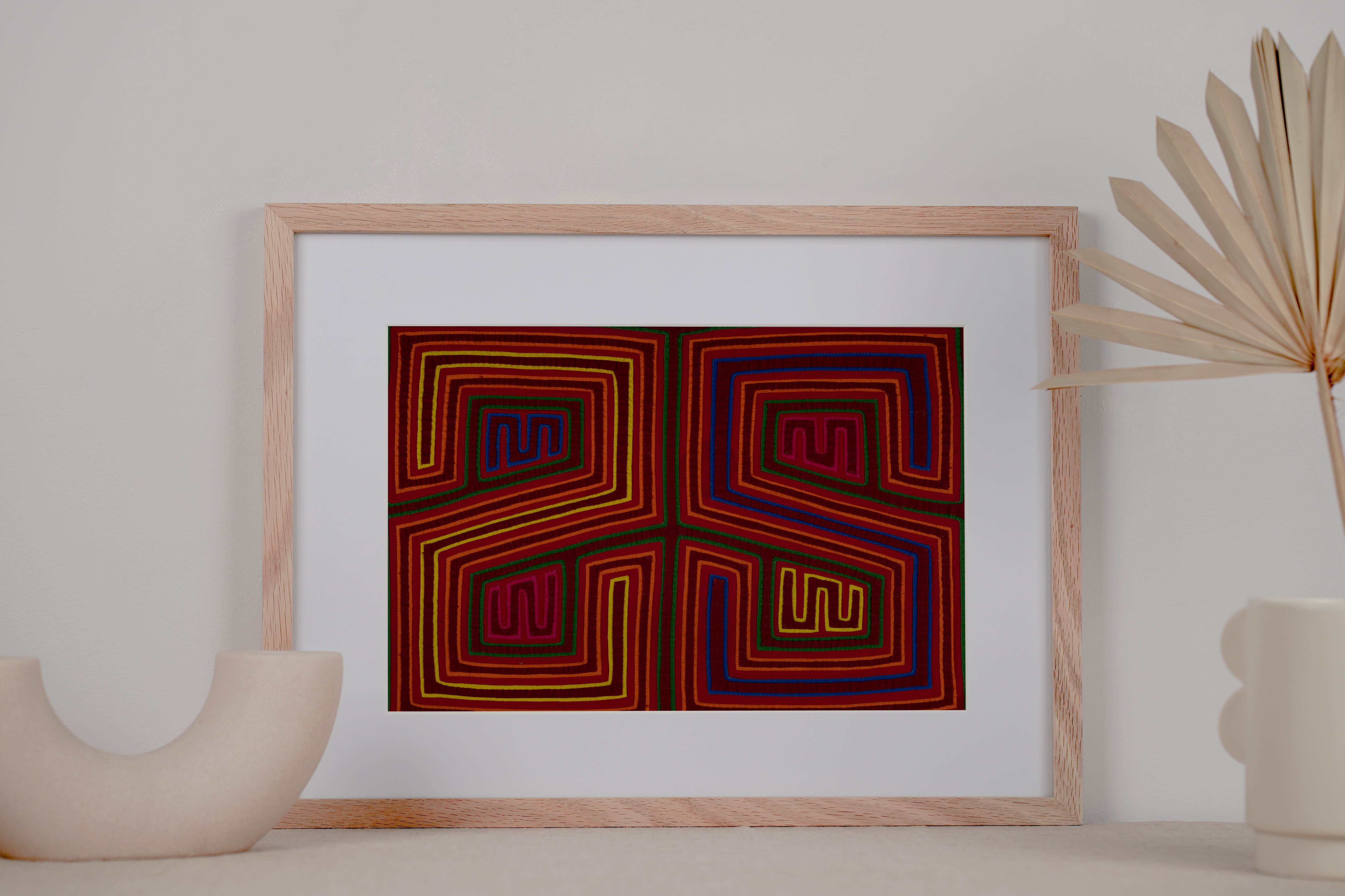 Maroon Red And Yellow Classic Design Kuna Mola