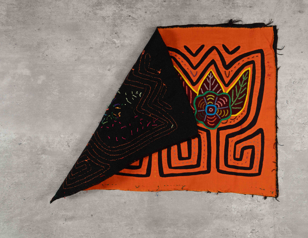 Black And Orange Floral Flower Mola