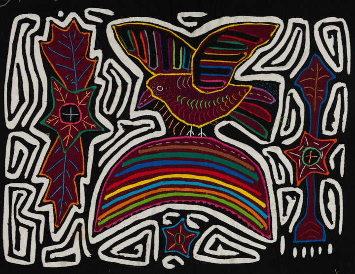 Black And White Peace Dove Over A Rainbow Mola