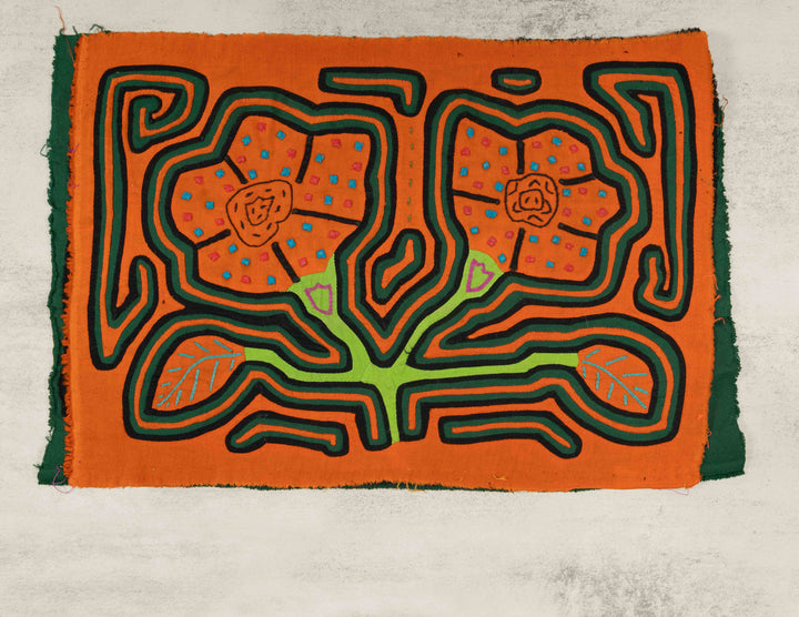 Orange And Green Flower Floral Mola