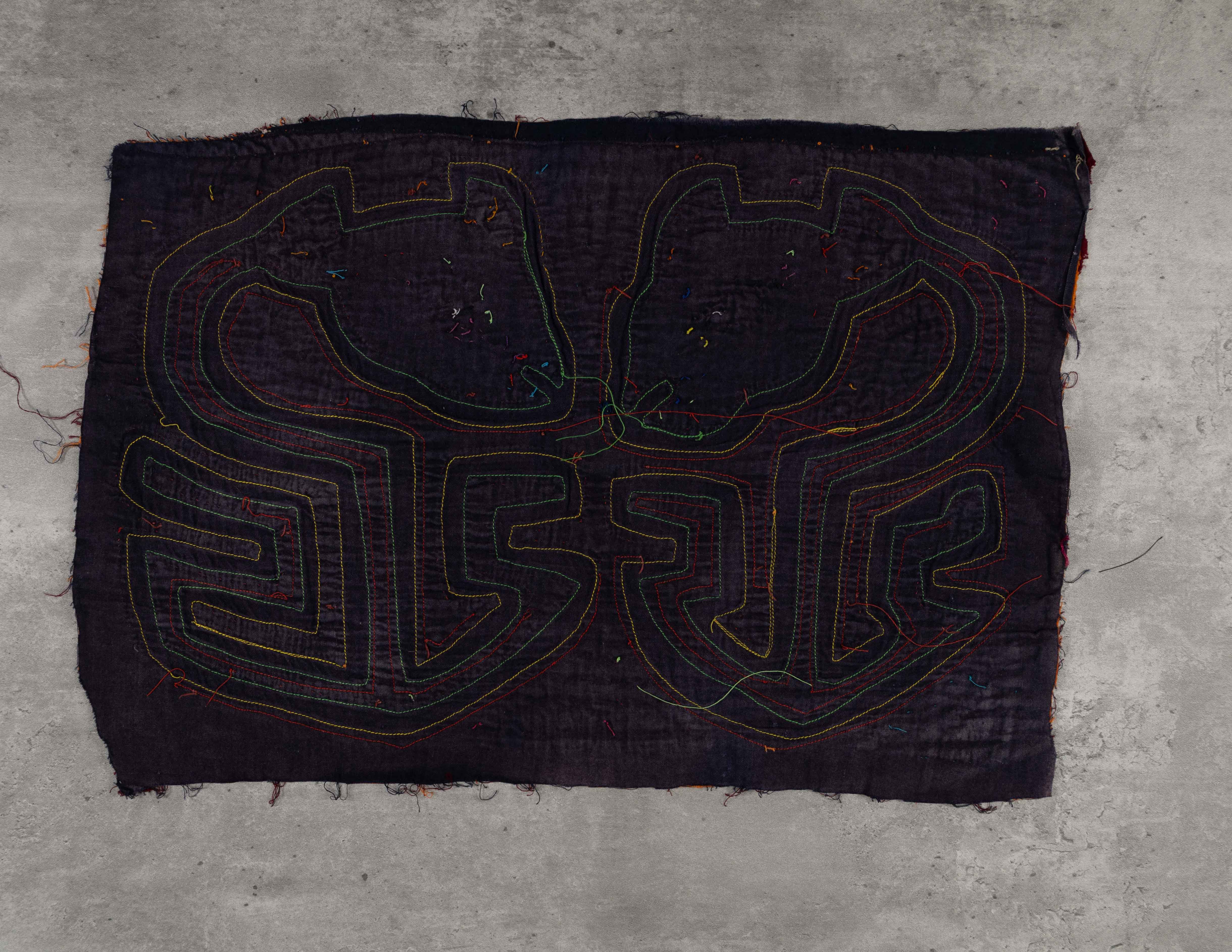 Green Lake Monsters Mola, Guna Yala Panel Sewn On A Machine