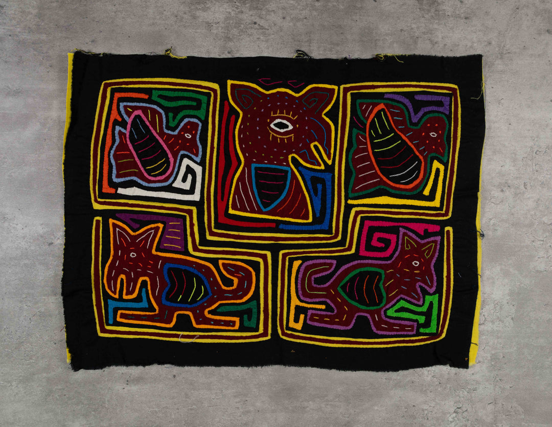 Black Maroon And Yellow Jungle Animals Mola