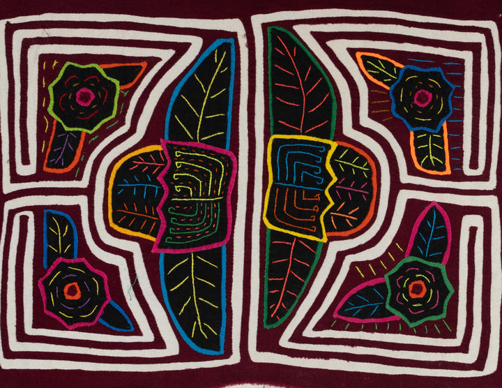 Maroon And White Floral Flower Mola