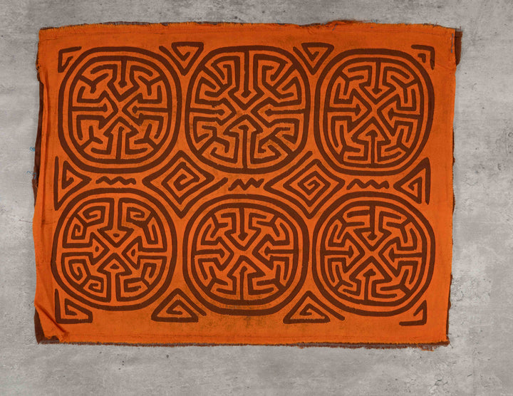 Vintage Orange And Brown Classic Kuna Design Mola