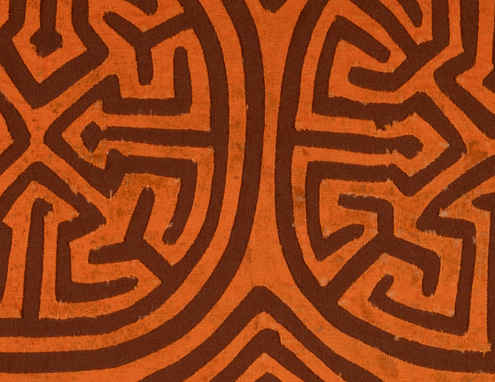 Vintage Orange And Brown Classic Kuna Design Mola