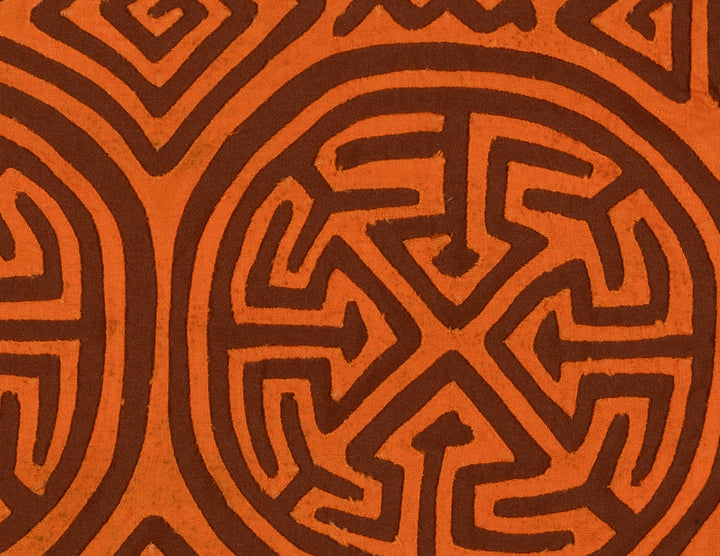 Vintage Orange And Brown Classic Kuna Design Mola